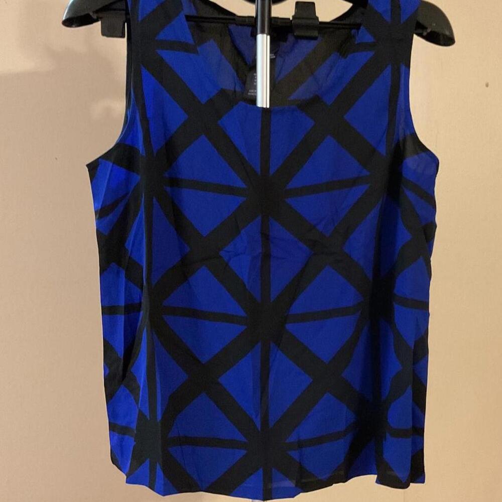 Mark. Blue and Black Geometric Sleeveless Top Large